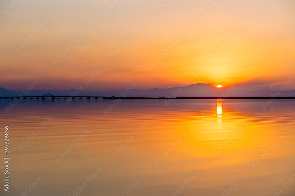 Beautiful sunset on Lake Urmia