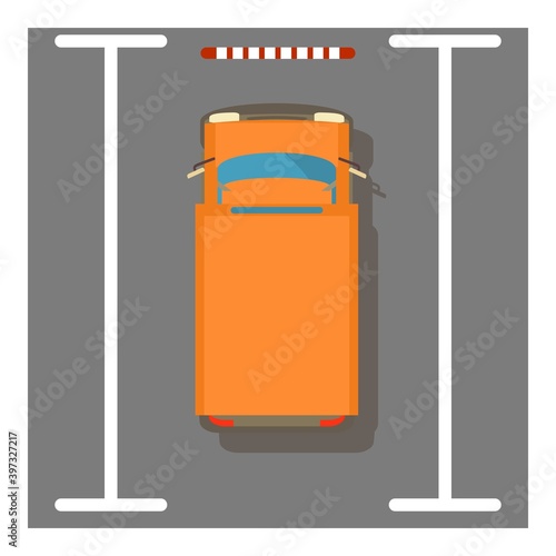 Orange van icon. Isometric illustration of orange van vector icon for web