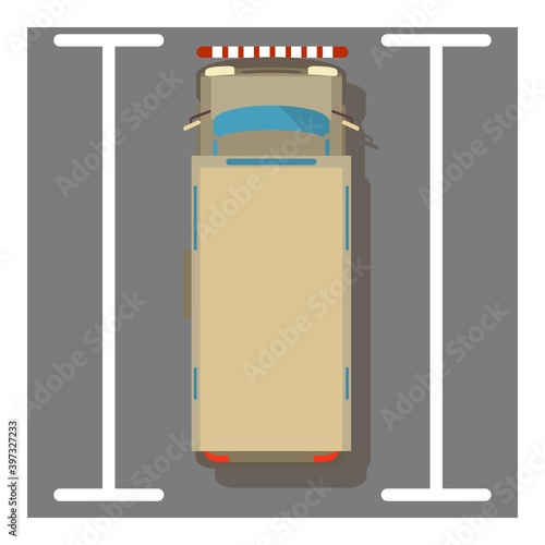 Trailer truck icon. Isometric illustration of trailer truck vector icon for web