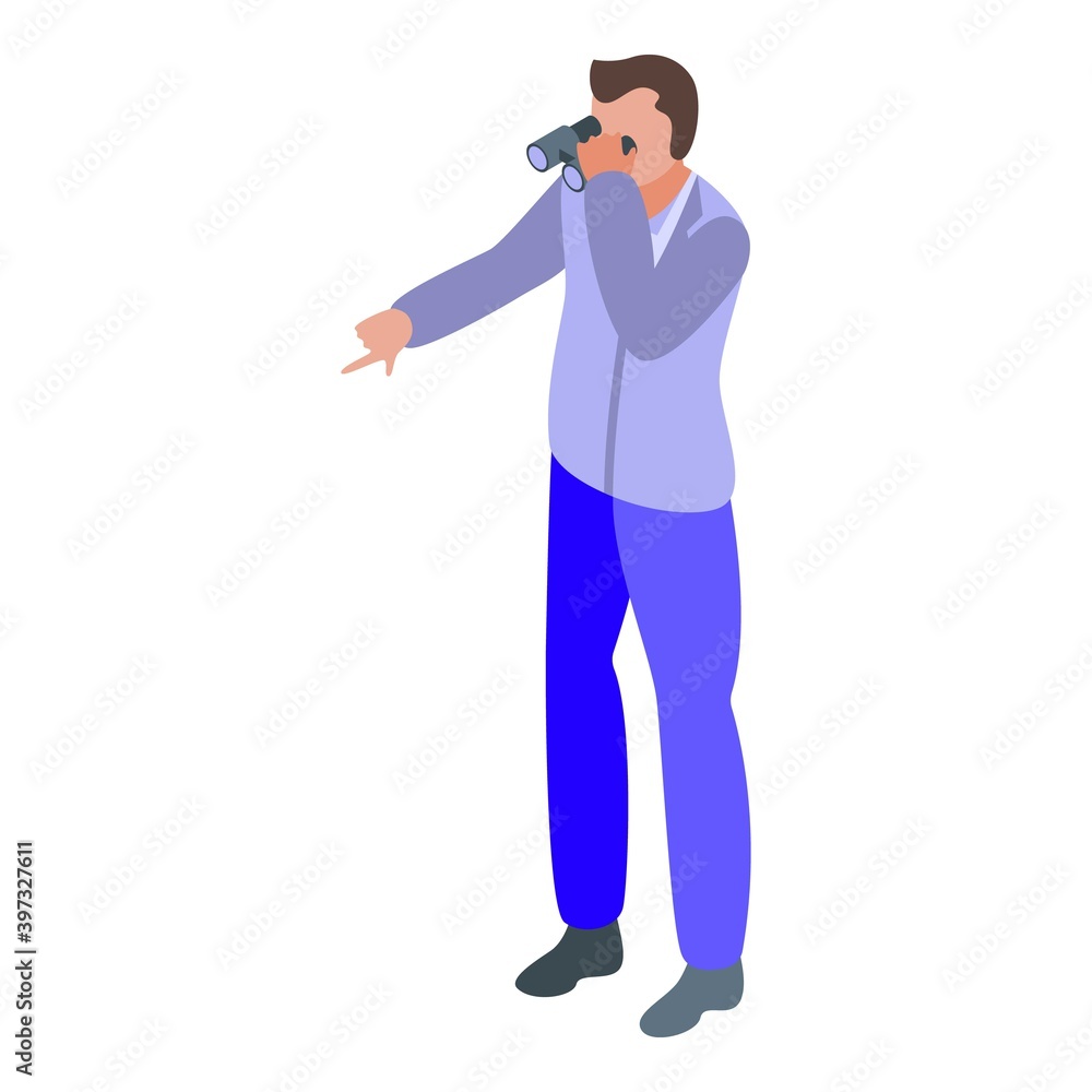 Successful businessman binoculars icon. Isometric of successful businessman binoculars vector icon for web design isolated on white background Successful businessman binoculars icon. Isometric of successful businessman binoculars vector icon for web design isolated on white background