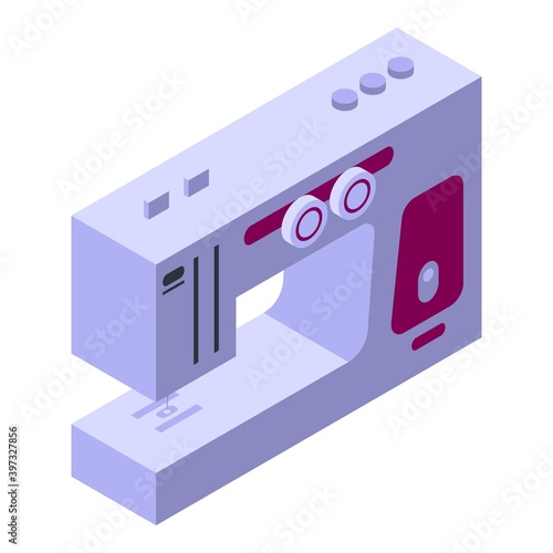 Sewing machine icon. Isometric of sewing machine vector icon for web design isolated on white background