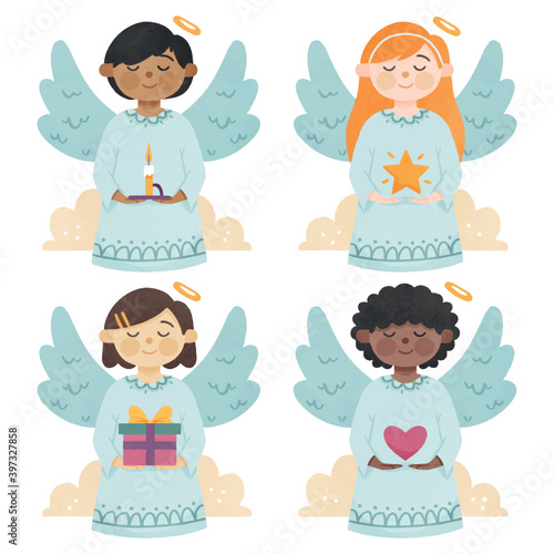 watercolor christmas angel set