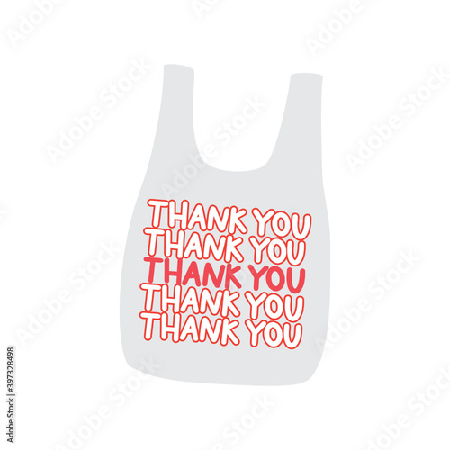 Thank You Text, Thank You Plastic Bag, Vector Illustration Background