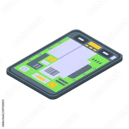 Tablet repair motherboard icon. Isometric of tablet repair motherboard vector icon for web design isolated on white background