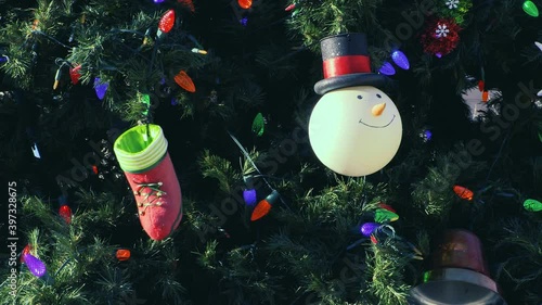 Christmas Tree Ornaments Snowman And Winter Boot Ferris Wheel On Outdoor Display Merry Christmas