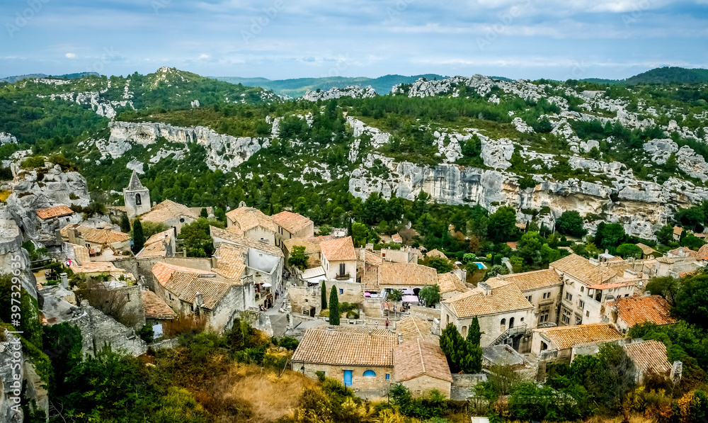 Village rooftops of Les baux Provence France historic