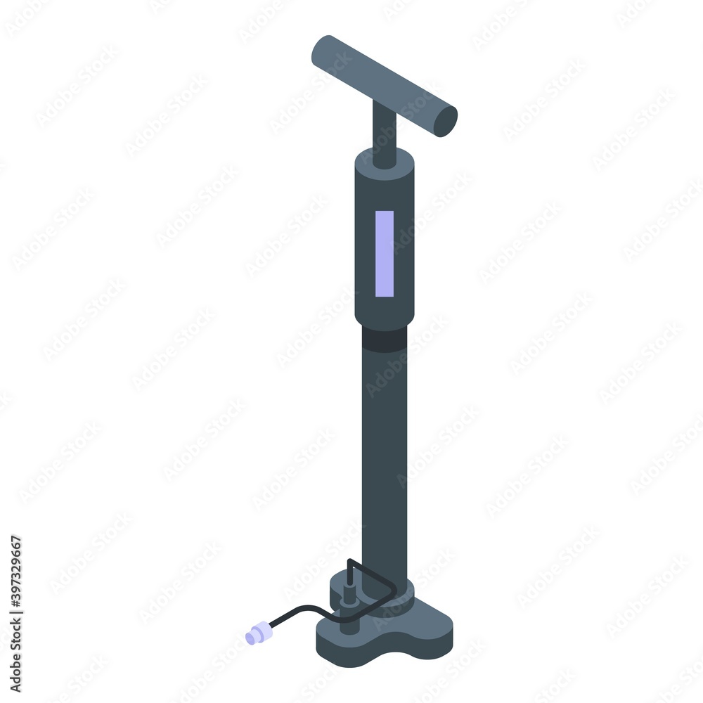 Bike air pump icon. Isometric of bike air pump vector icon for web design isolated on white background Bike air pump icon. Isometric of bike air pump vector icon for web design isolated on white background