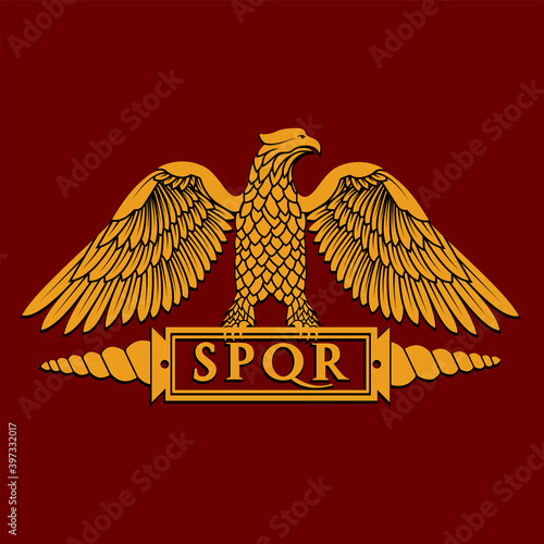 Golden symbol of roman eagle vector illustration