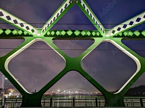 night view from the new bridge in bratislava to the Apollo bridge photo