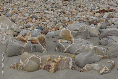 Fotografiet Rock formations on Moeraki Boulders beach
