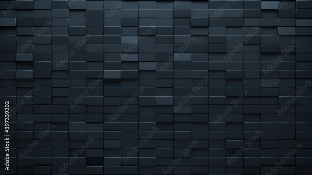 Futuristic, High Tech, dark background, with a rectangular block structure. Wall texture with a 3D rectangle tile pattern. 3D render Futuristic, High Tech, dark background, with a rectangular block structure. Wall texture with a 3D rectangle tile pattern. 3D render