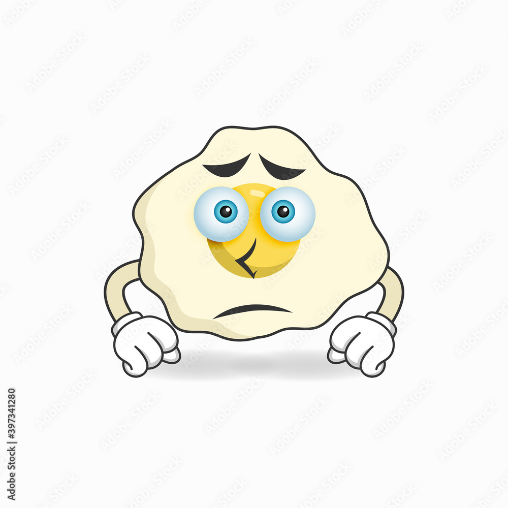 Fototapeta premium Egg mascot character with sad expression. vector illustration