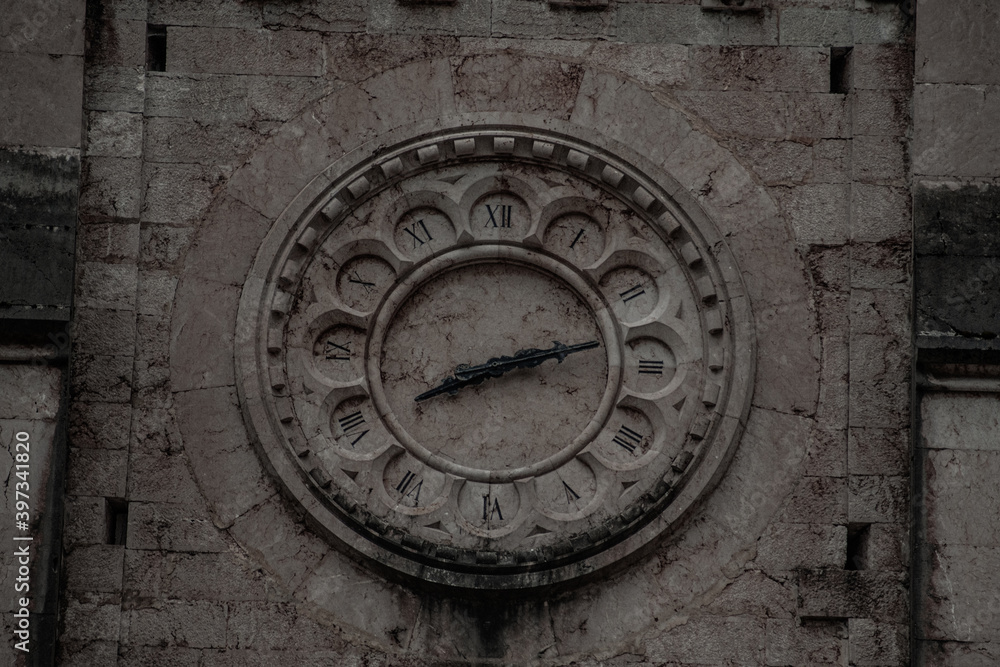 church clock with roman numerals