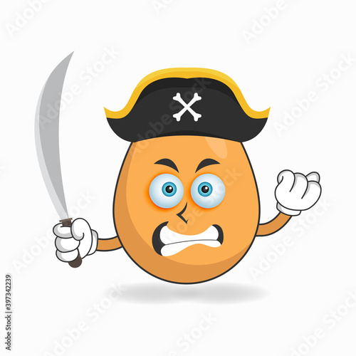 The Egg mascot character becomes a pirate. vector illustration © Turn