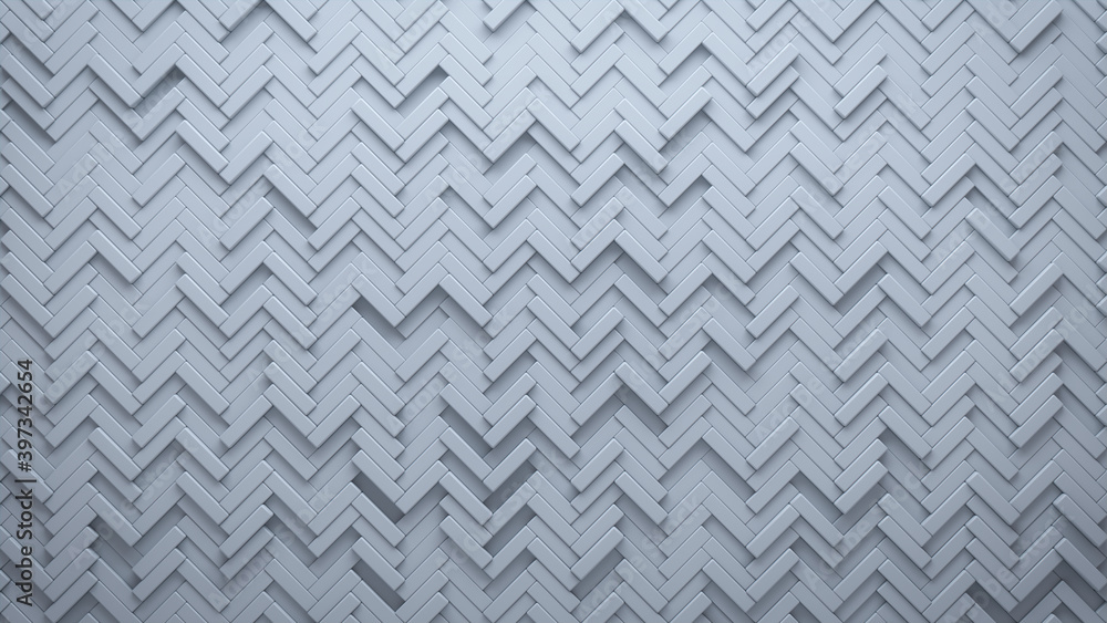 Futuristic, High Tech, light background, with a herringbone block structure. Wall texture with a 3D parquet tile pattern. 3D render Futuristic, High Tech, light background, with a herringbone block structure. Wall texture with a 3D parquet tile pattern. 3D render