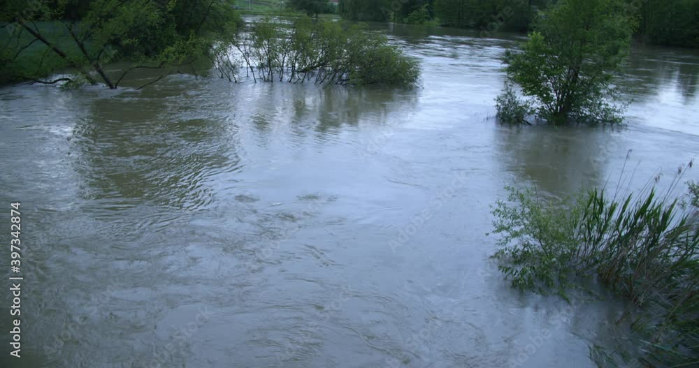 The rain and rising of the floodwater in the Mreznica River, Croatia The rain and rising of the floodwater in the Mreznica River, Croatia