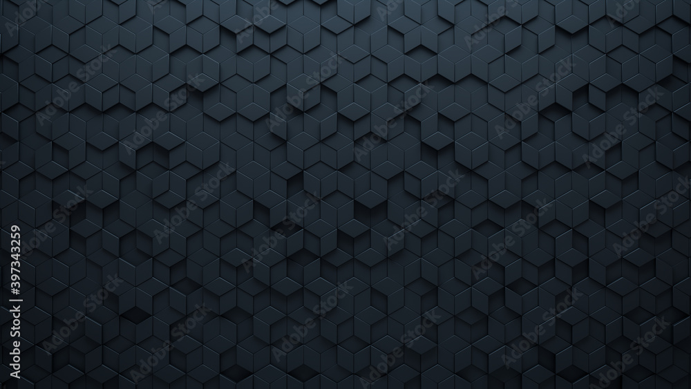 Futuristic, High Tech, dark background, with a diamond shape block structure. Wall texture with a 3D diamond tile pattern. 3D render Futuristic, High Tech, dark background, with a diamond shape block structure. Wall texture with a 3D diamond tile pattern. 3D render