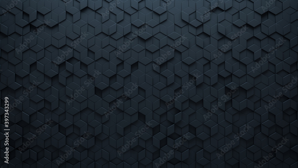 Futuristic, High Tech, dark background, with a diamond shape block structure. Wall texture with a 3D diamond tile pattern. 3D render Futuristic, High Tech, dark background, with a diamond shape block structure. Wall texture with a 3D diamond tile pattern. 3D render
