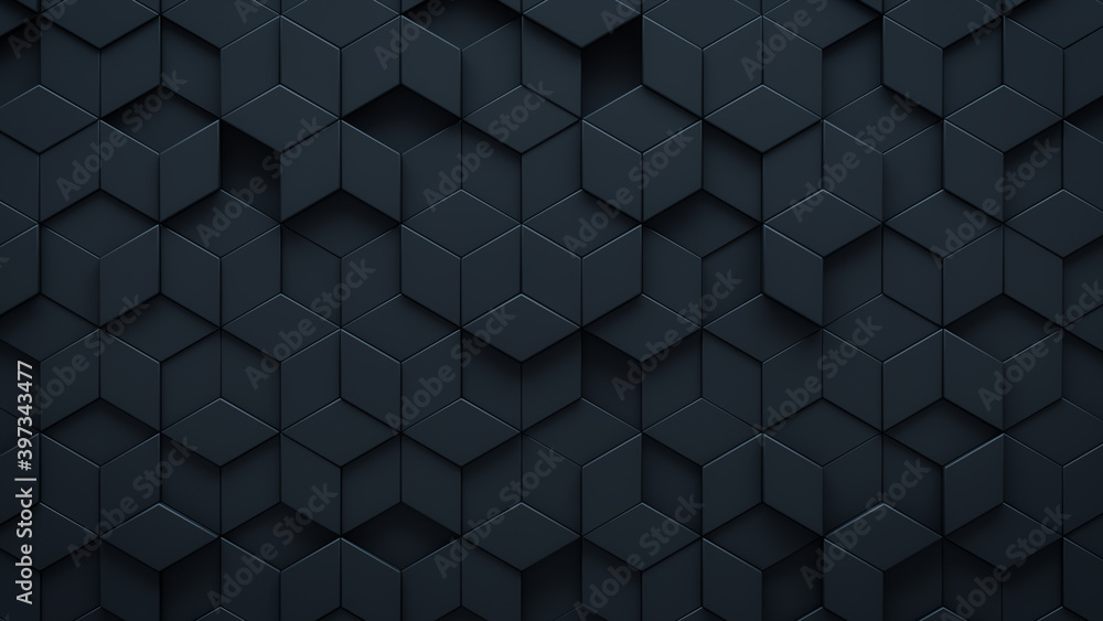 Futuristic, High Tech, dark background, with a diamond shape block structure. Wall texture with a 3D diamond tile pattern. 3D render Futuristic, High Tech, dark background, with a diamond shape block structure. Wall texture with a 3D diamond tile pattern. 3D render