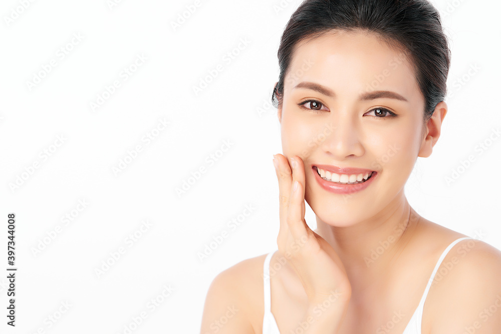 Beautiful young asian woman with clean fresh skin on white background, Face care, Facial treatment, Cosmetology, beauty and spa, Asian women portrait Beautiful young asian woman with clean fresh skin on white background, Face care, Facial treatment, Cosmetology, beauty and spa, Asian women portrait