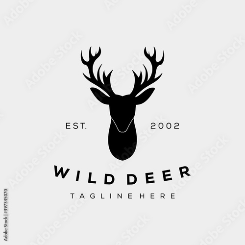 vintage silhouette head deer logo vector illustration design