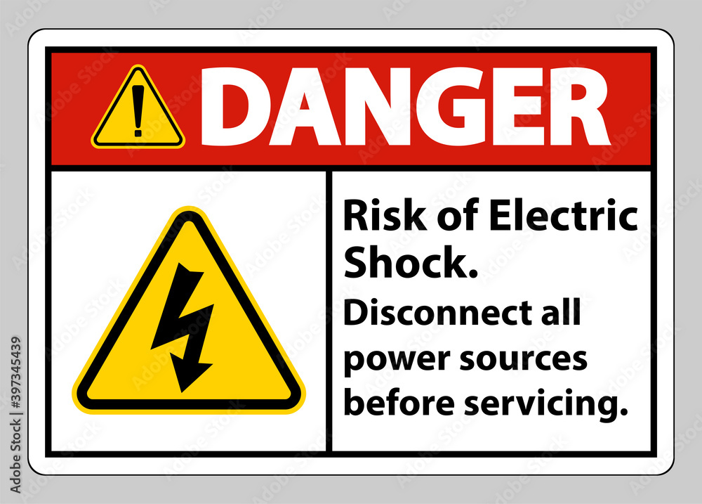 Danger Risk of electric shock Symbol Sign Isolate on White Background Danger Risk of electric shock Symbol Sign Isolate on White Background