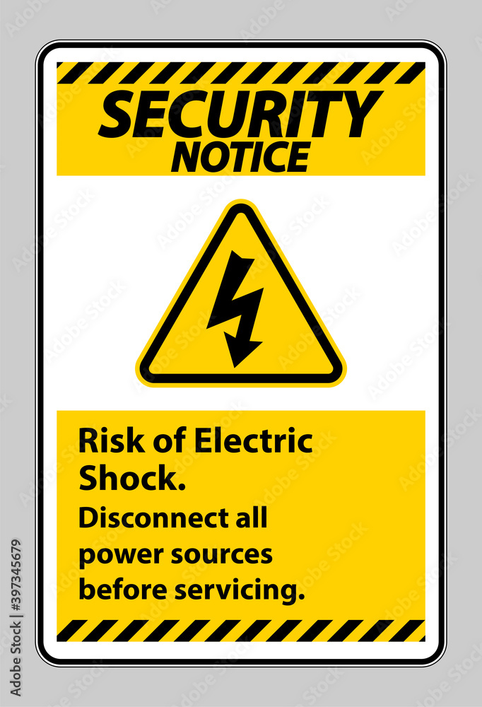 Security notice Risk of electric shock Symbol Sign Isolate on White Background Security notice Risk of electric shock Symbol Sign Isolate on White Background