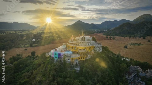 Wallpaper Mural Amazing temple on the mountain at Wat Simalai Songtham in sunset time at Khao Yai, Pak Chong, Nakhon Ratchasima, Thailand Amazing temple on the mountain at Wat Simalai Songtham in sunset time at Khao  Torontodigital.ca