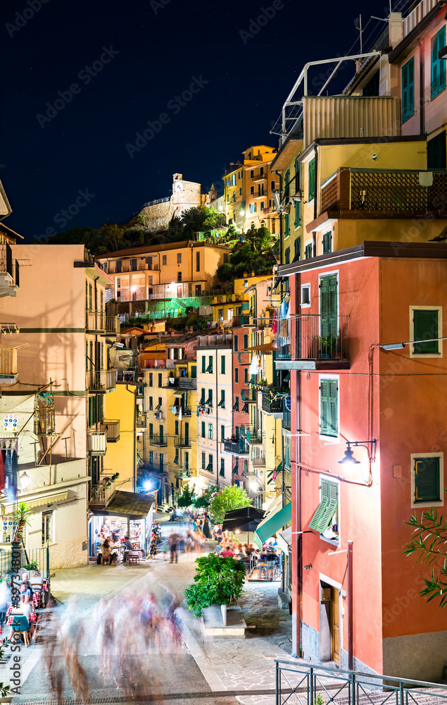 Fototapeta premium View of Riomaggiore village at the Cinque Terre, UNESCO world heritage in Liguria, Italy