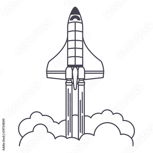 spaceship launch icon over a white background
