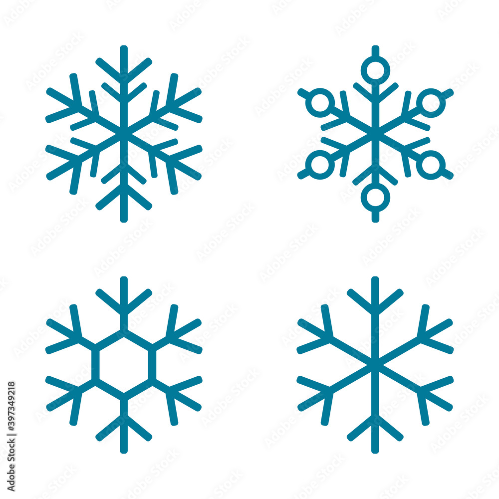Set of vectors snowflakes. Winter set black isolated silhouette icon on white background. Line art Set of vectors snowflakes. Winter set black isolated silhouette icon on white background. Line art