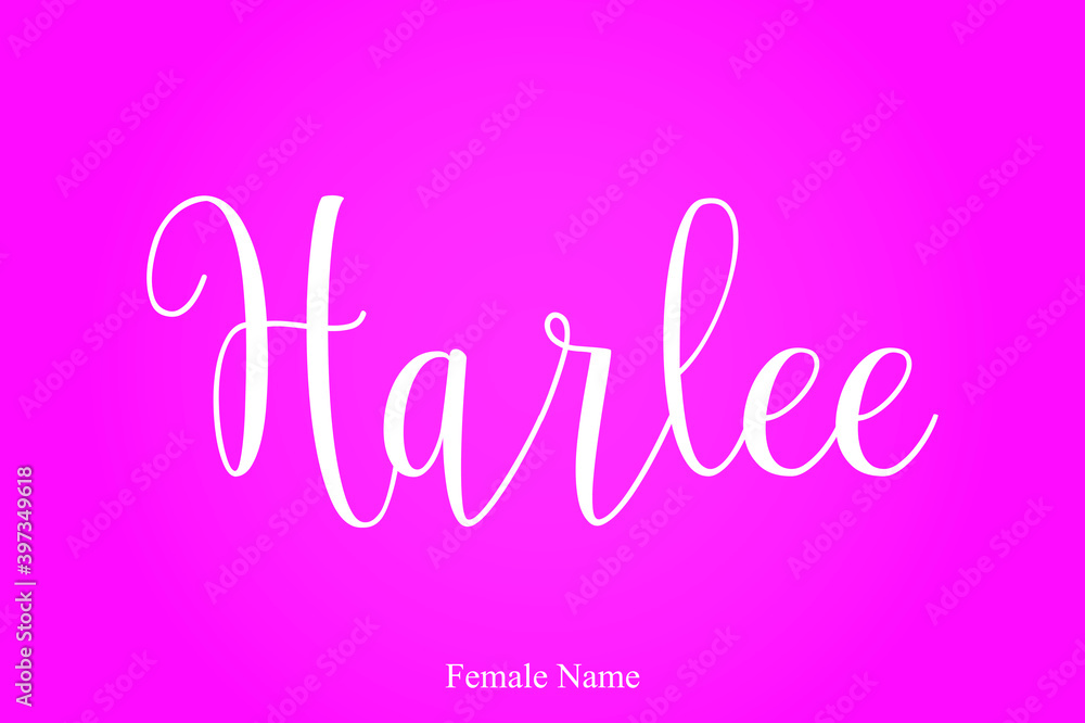 Harlee -Female Name Brush Calligraphy White Color Text On Pink Background Harlee -Female Name Brush Calligraphy White Color Text On Pink Background