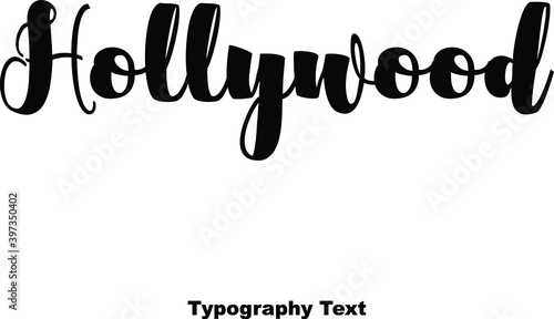 Hollywood Bold Calligraphy Text on White Background