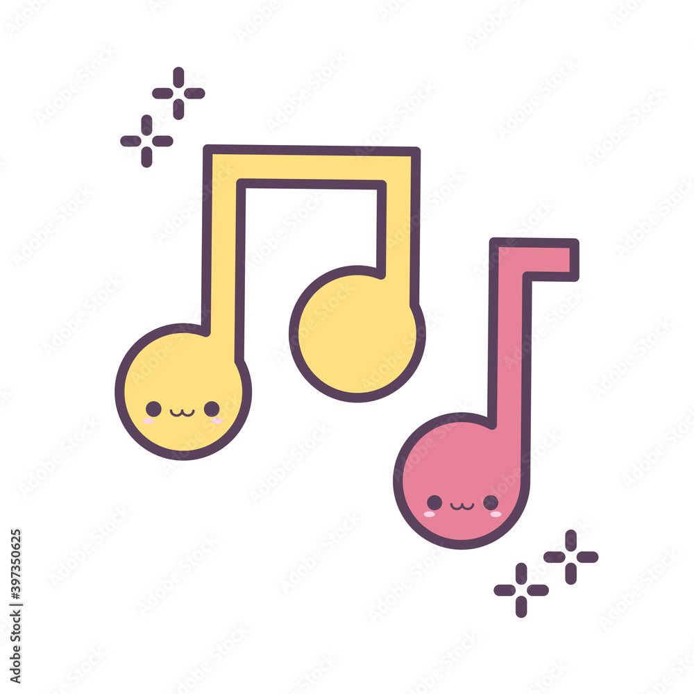 musicales notes of yellow and red color musicales notes of yellow and red color