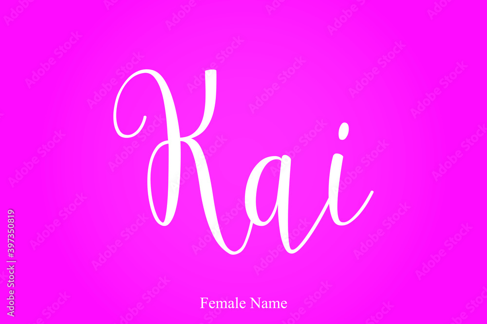 Kai-Female Name Brush Calligraphy White Color Text On Pink Background Kai-Female Name Brush Calligraphy White Color Text On Pink Background