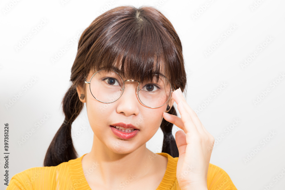 Beautiful asian women portrait long hair smiling wear yellow shirt Beautiful asian women portrait long hair smiling wear yellow shirt