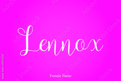 Lennox Female Name Calligraphy White Color Text On Pink Background