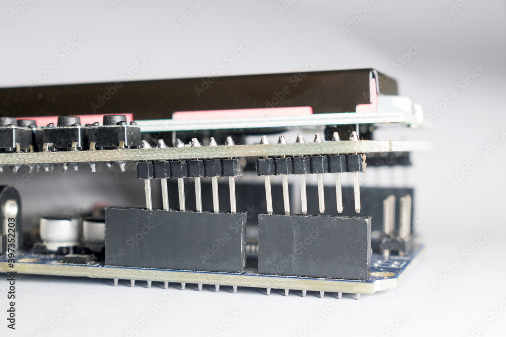 close up of a microcontroller close up of a microcontroller