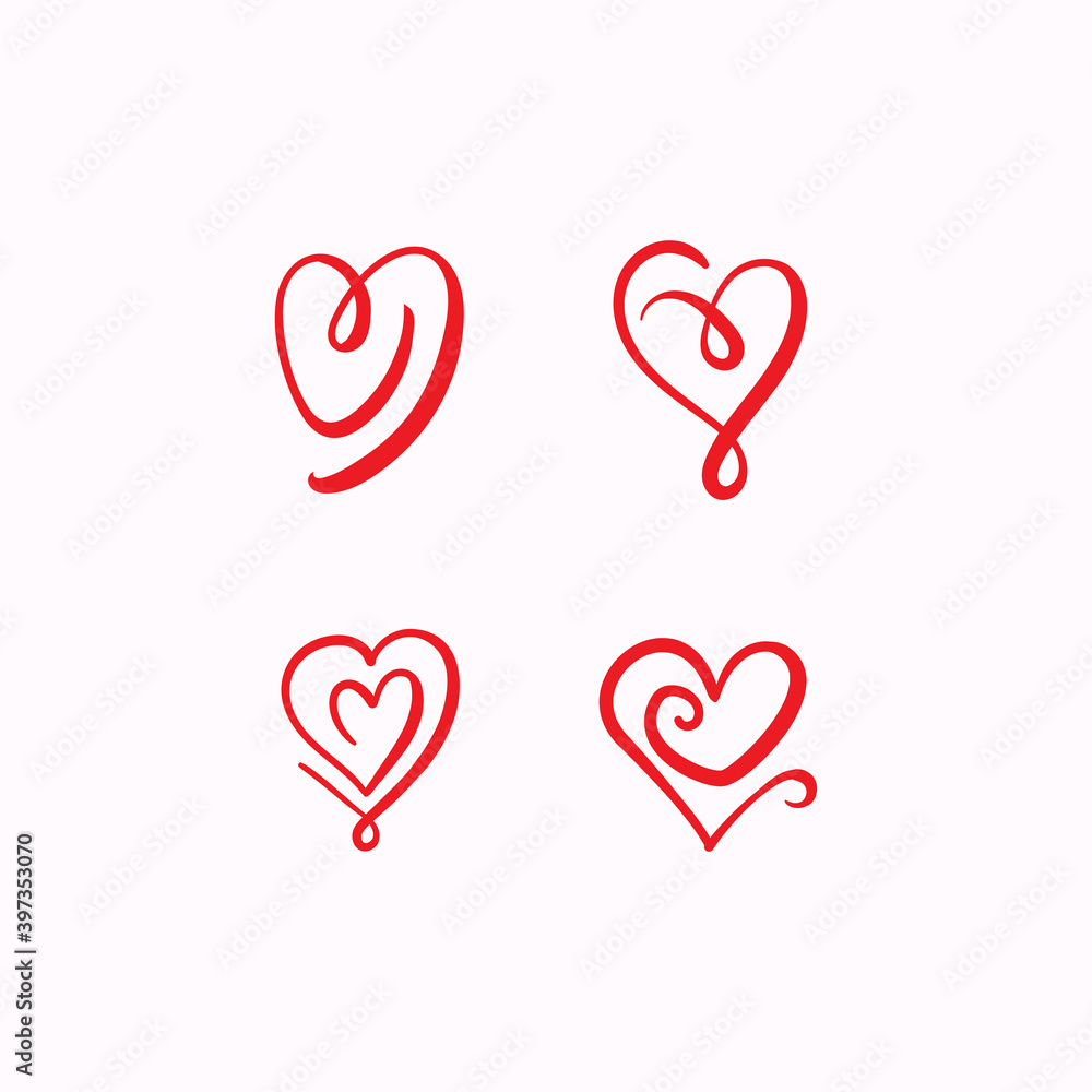 Set of love form icon and logo design template Set of love form icon and logo design template