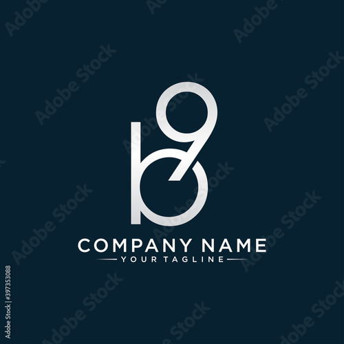 b9 number letter logo icon designs vector