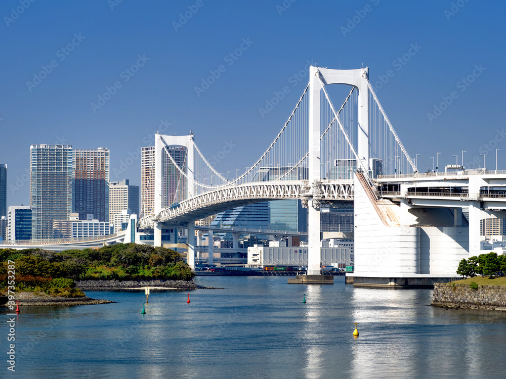 東京都　レインボーブリッジと東京港