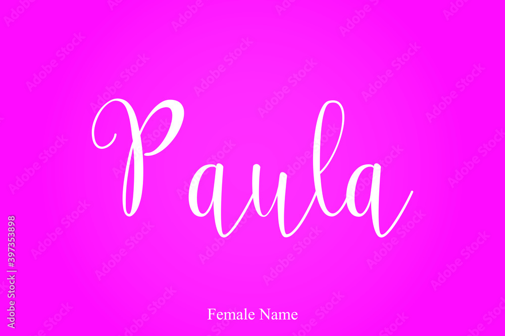 Paula Female Name Brush Calligraphy White Color Text On Pink Background