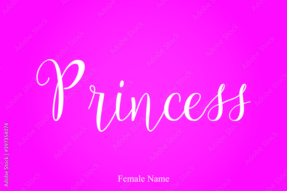 Princess Female Name Brush Calligraphy White Color Text On Pink Background