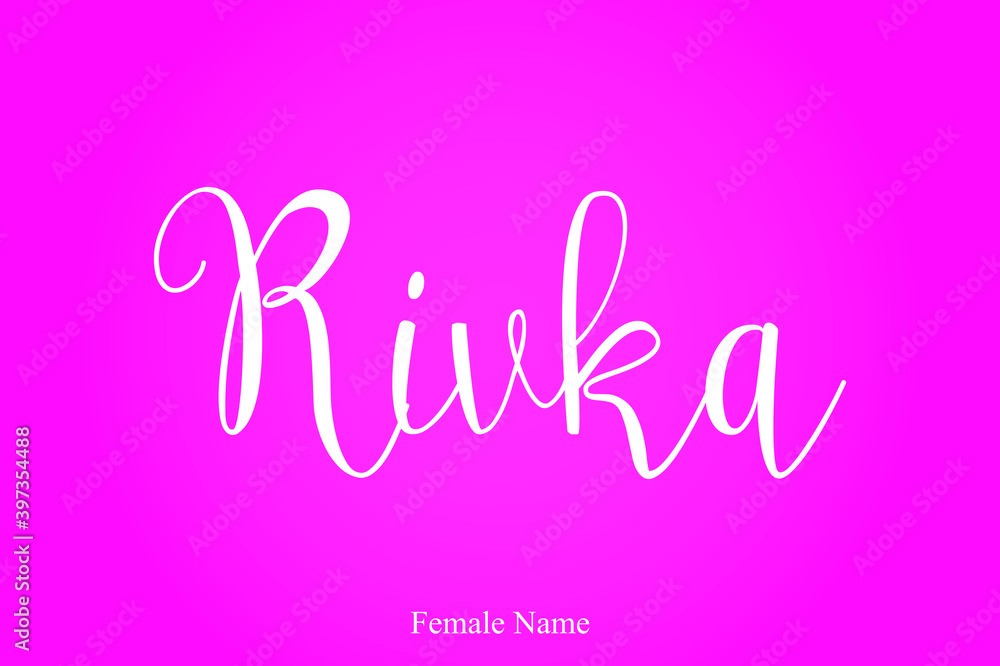 Rivka Female Name Brush Calligraphy White Color Text On Pink Background