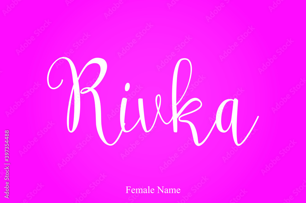 Rivka Female Name Brush Calligraphy White Color Text On Pink Background Rivka Female Name Brush Calligraphy White Color Text On Pink Background