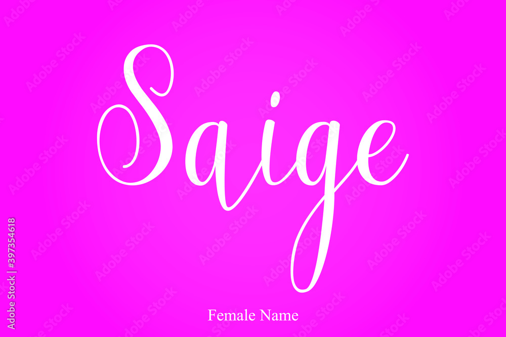 Saige Female Name Brush Calligraphy White Color Text On Pink Background