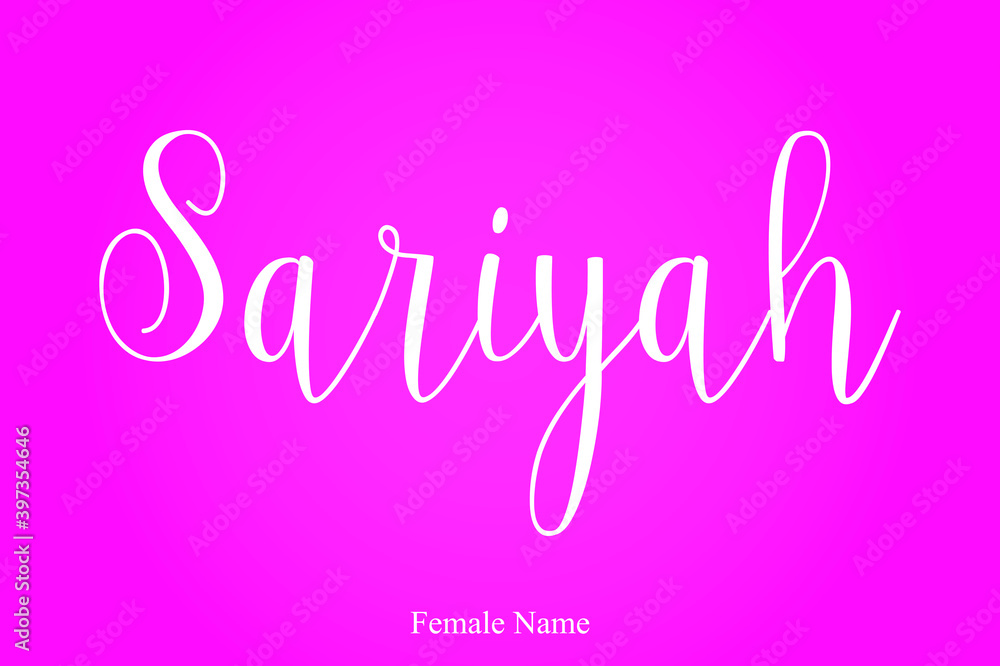 Sariyah Female Name Brush Calligraphy White Color Text On Pink Background