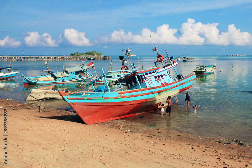 Tanjung Binga or the Fisherman's Village in Belitung Island, Indonesia.