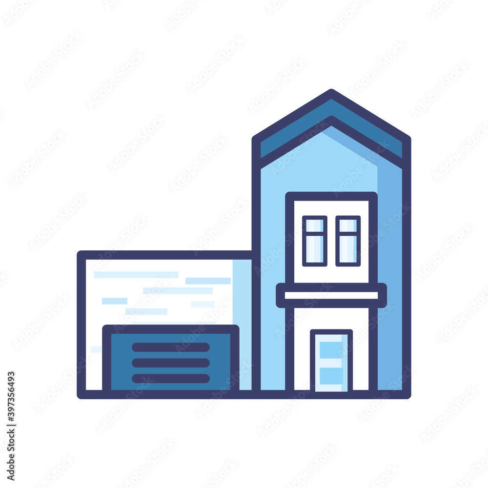 house with garage line and fill style icon vector design house with garage line and fill style icon vector design
