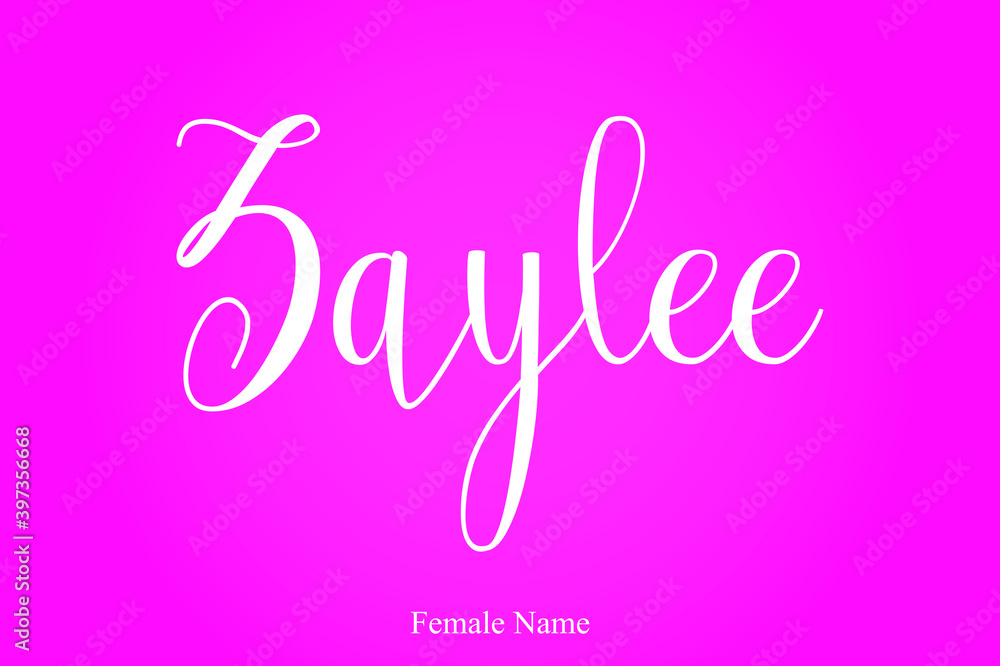 Zaylee Female Name Cursive Typography Typescript On Pink Background